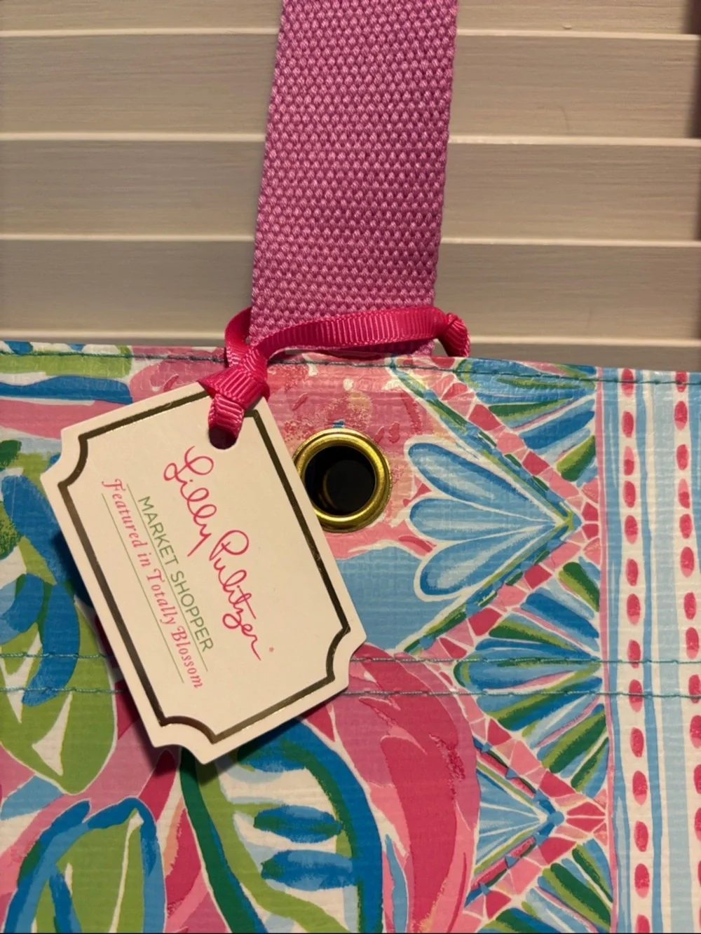 Lilly Pulitzer Pink Floral Reusable Market Tote - Picture 2 of 7